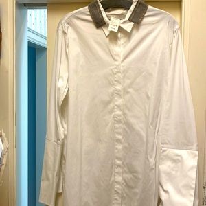 Stunning Italian designer Fabian’s Filippi white cotton stretch blouse sz 16